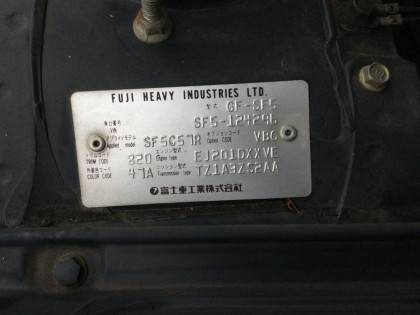Caixa automática TZ1A3ZS2AA SUBARU FORESTER OEM 31000AD850 SF5 2000 EJ201