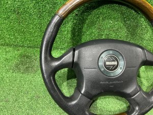 Руль MOMO дерево SUBARU LEGACY LANCASTER OEM 34311AE310 BHE BH9 BH5 2001 SILVER/GREY 1U2