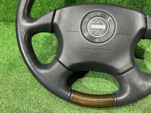 ステアリングホイール MOMO темное дерево SUBARU LEGACY LANCASTER OEM 34311AE310 BHE BH9 BH5 2002 SILVER/GREY 1U2