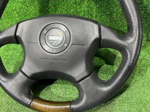 ステアリングホイール MOMO темное дерево SUBARU LEGACY LANCASTER OEM 34311AE310 BHE BH9 BH5 2002 SILVER/GREY 1U2