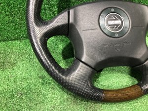 方向盘 MOMO темное дерево SUBARU LEGACY LANCASTER OEM 34311AE310 BHE BH9 BH5 2002 SILVER/GREY 1U2
